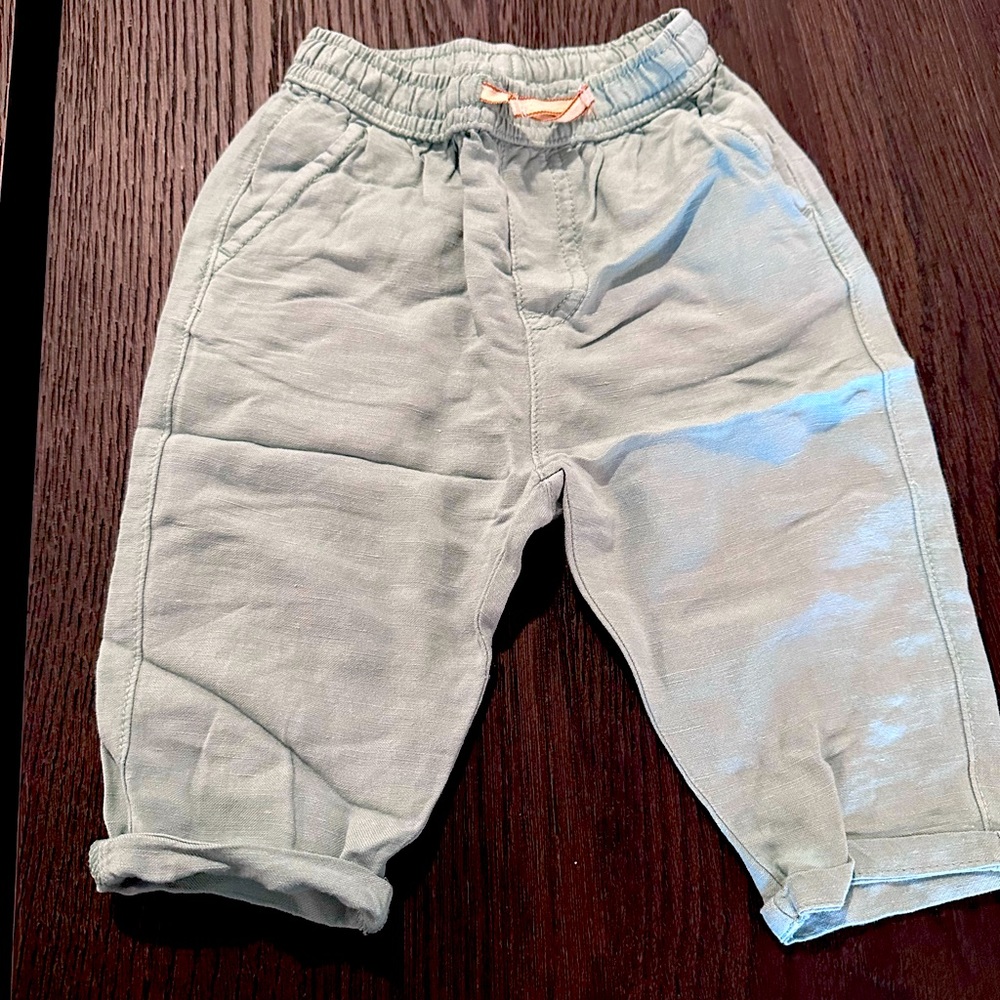 Baby Zara linen pants (pastel green) 6-9M